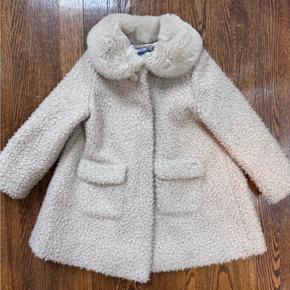 Mayoral Tan Teddy A-line Dress Coat